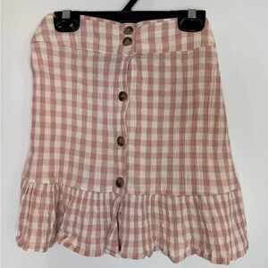 Topshop Pink Gingham Button-Down Skirt size 6
